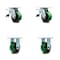 Service Caster 4 Inch Green Poly on Cast Iron Caster Set with Roller Bearings 2 Brakes 2 Rigid SCC-TTL30S420-PUR-GB-2-R-2 - alternate 1